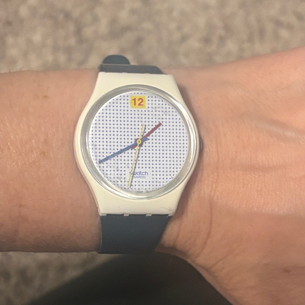Swatch Green and Cream Watch - Picture 3 of 3